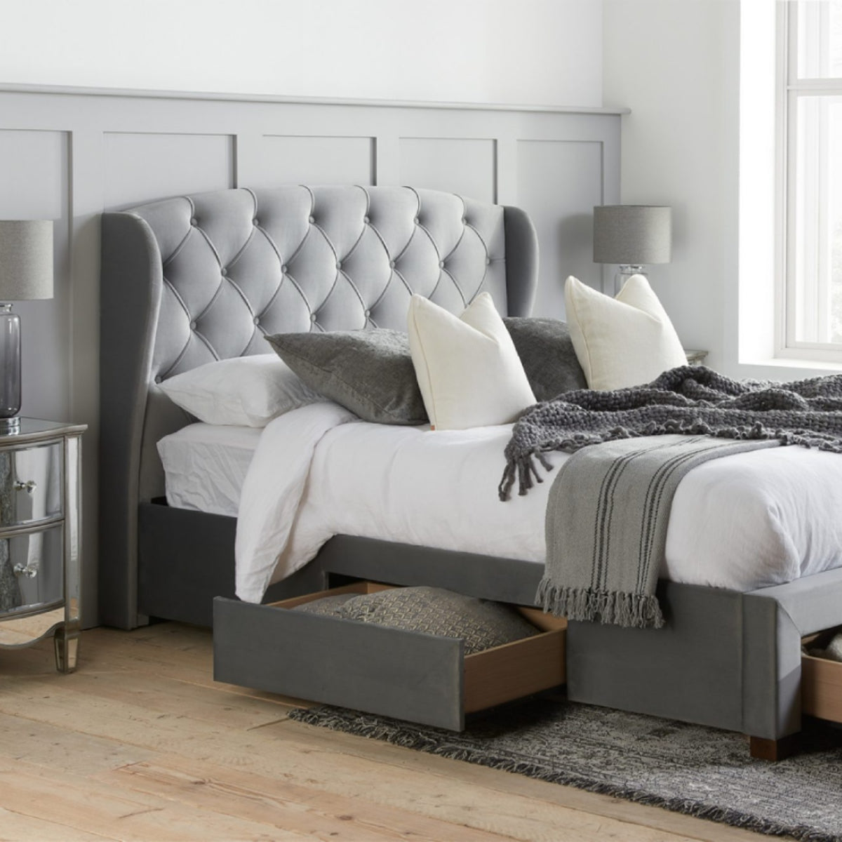 2026  Hope Fabric Bed - Grey Velvet