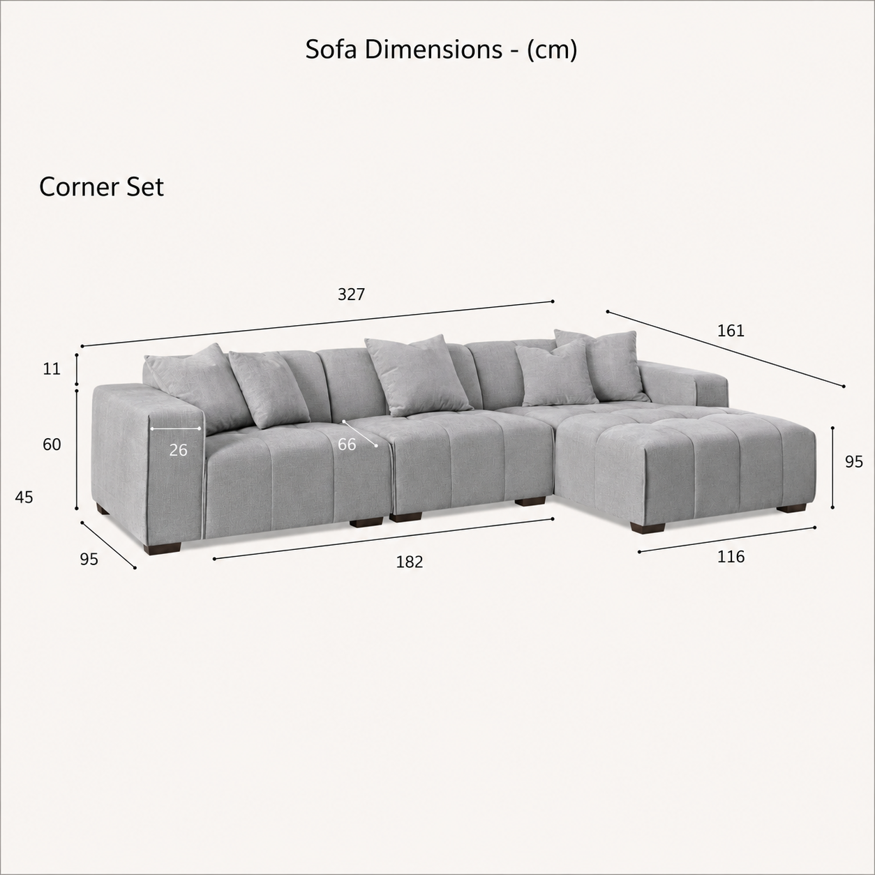 2026 Hugo Corner Sofa - Right Hand -  Cloudy Grey Boucle - Nimbus Beds