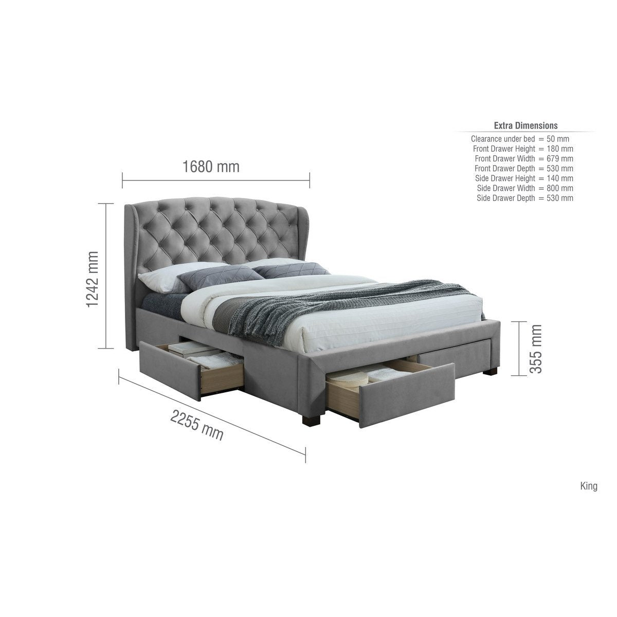 2026  Hope Fabric Bed - Grey Velvet