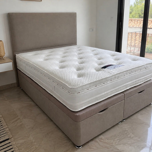 2026 One Panel Lift up Storage Bed - Venice Taupe Fabric