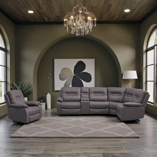 Janna Corner with Console & Chair Sofa In Pisa Grey