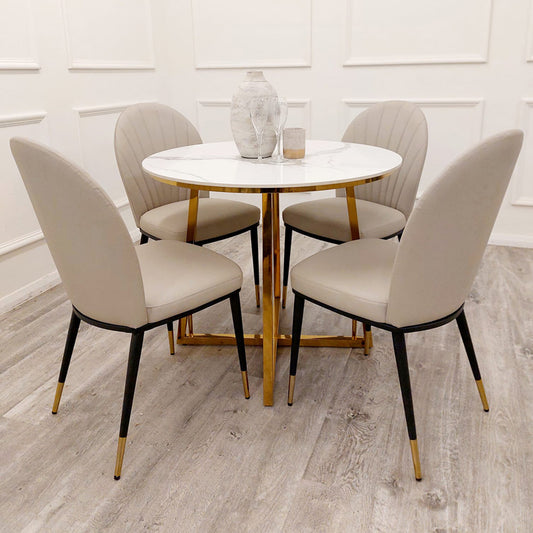 2026 Etta Leather Dining Chair in Beige