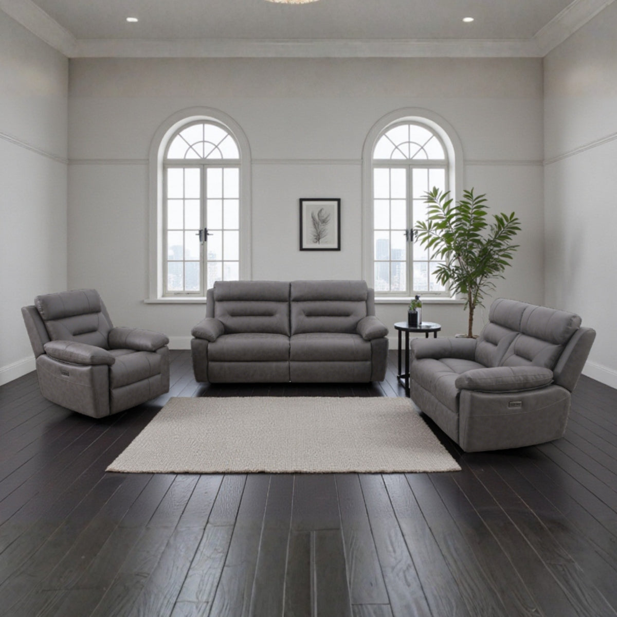 Leni Corner, 3 Seater, 2 Seater & Chair Sofa In Ink Dark Grey