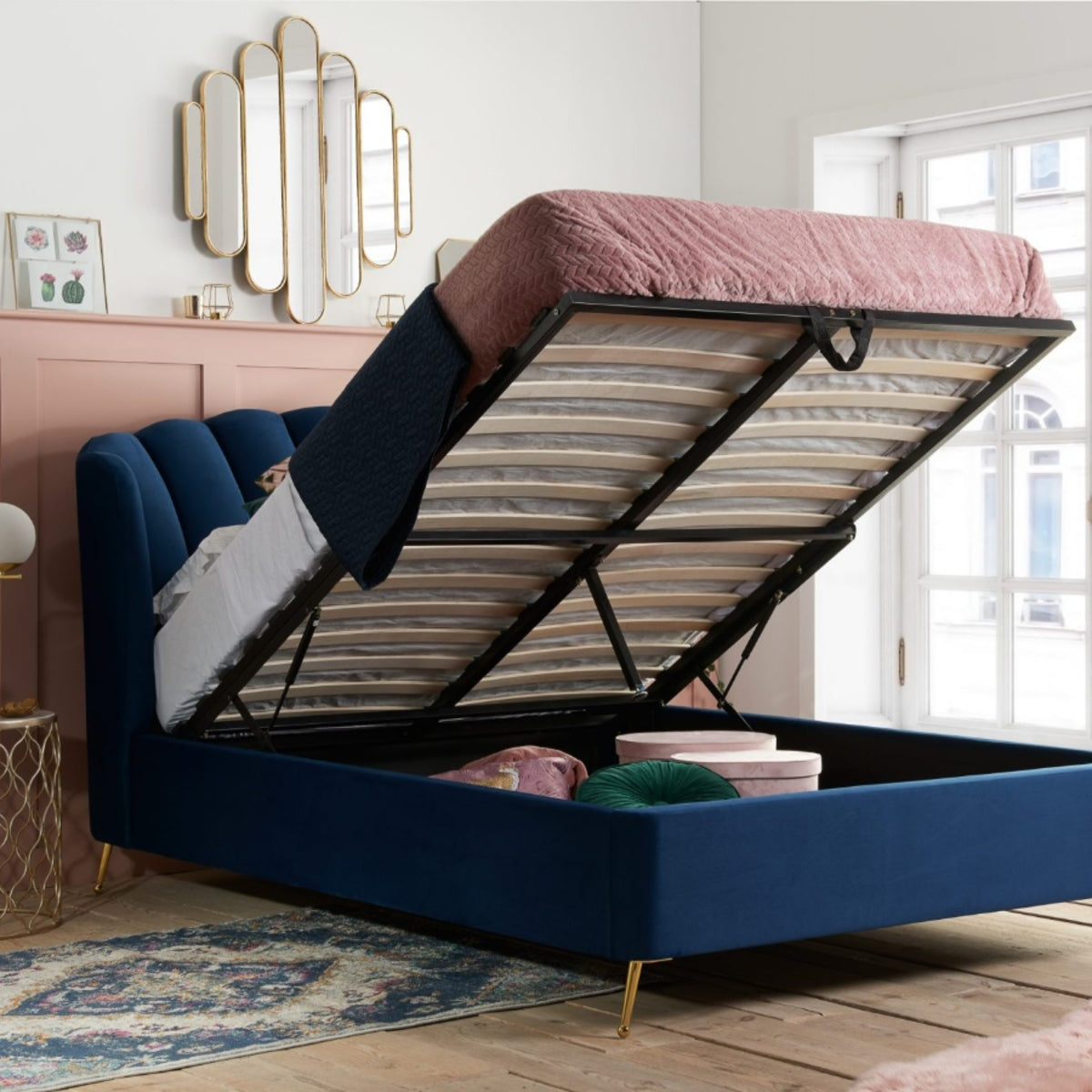 2026 Lottie Fabric Ottoman - Midnight Blue