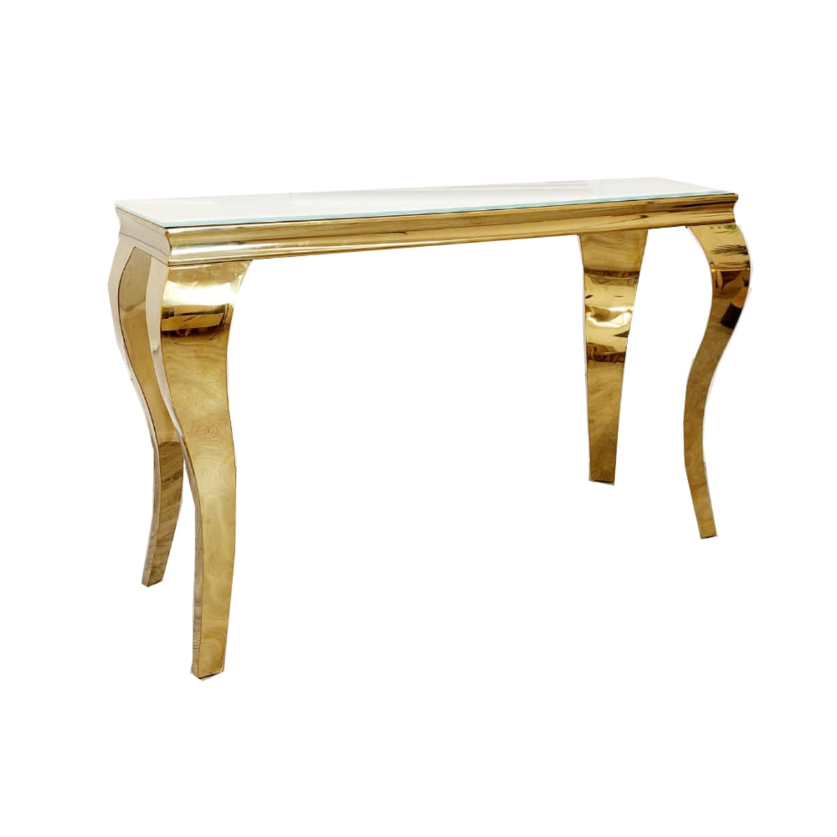 2026 Louis Gold Console Table in Polar White Sintered Stone