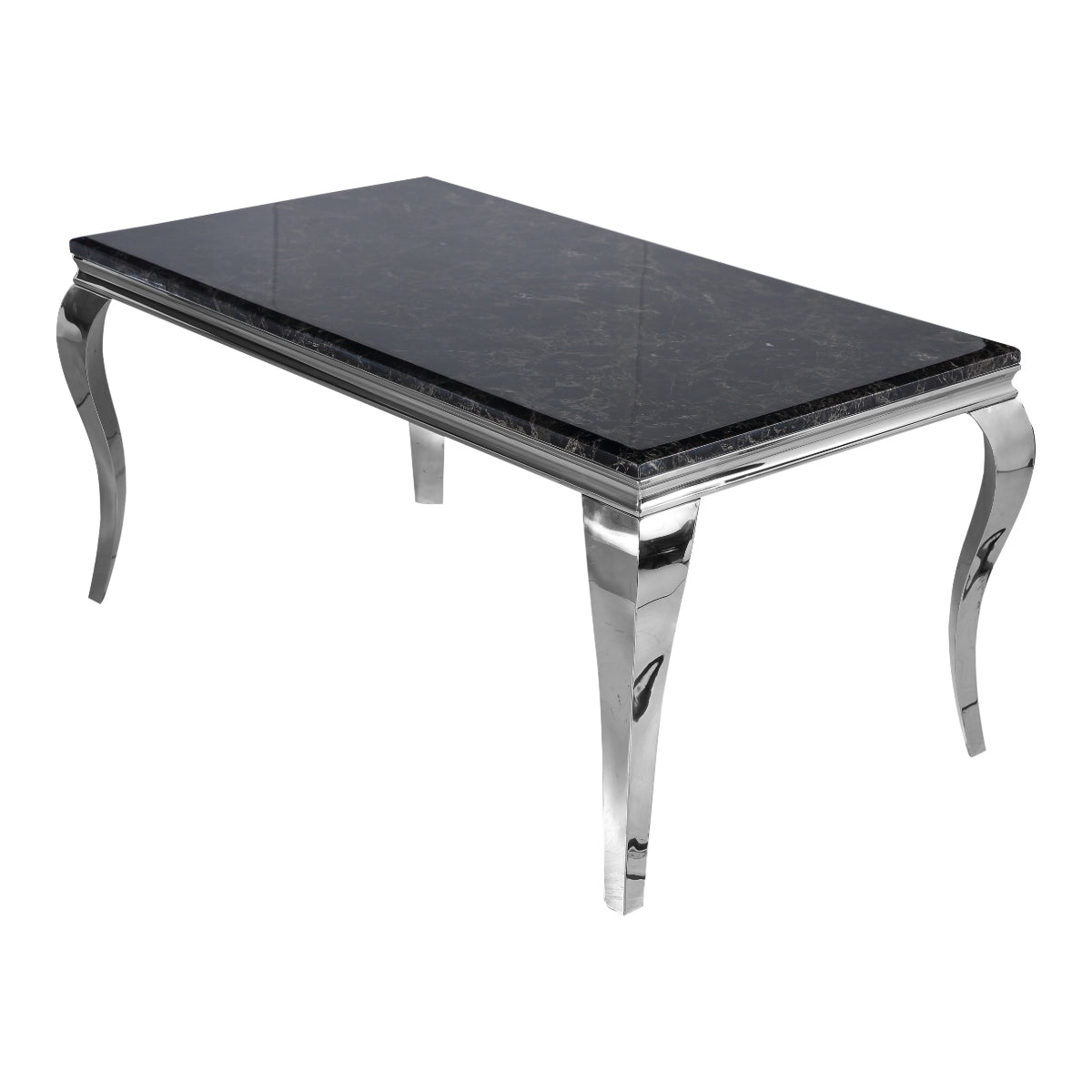 2026 Louis Chrome Dining Table in Black and Gold Marble
