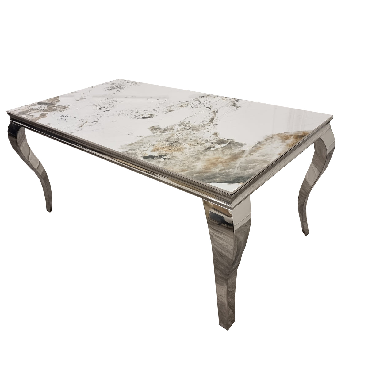 2026 Louis Chrome Dining Table in Pandora Marble
