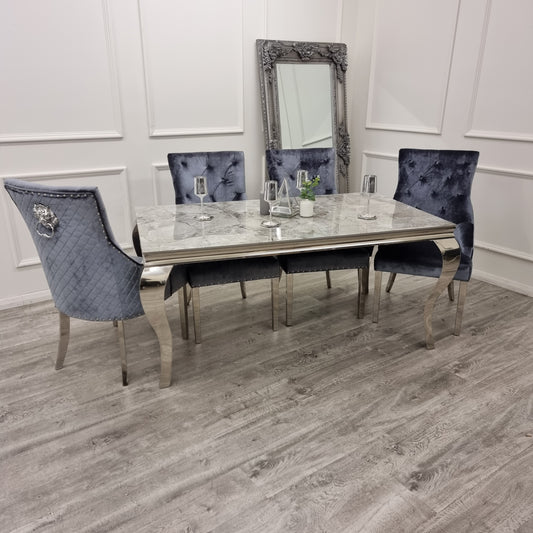 2026 Louis Chrome Dining Table in Pandora Marble