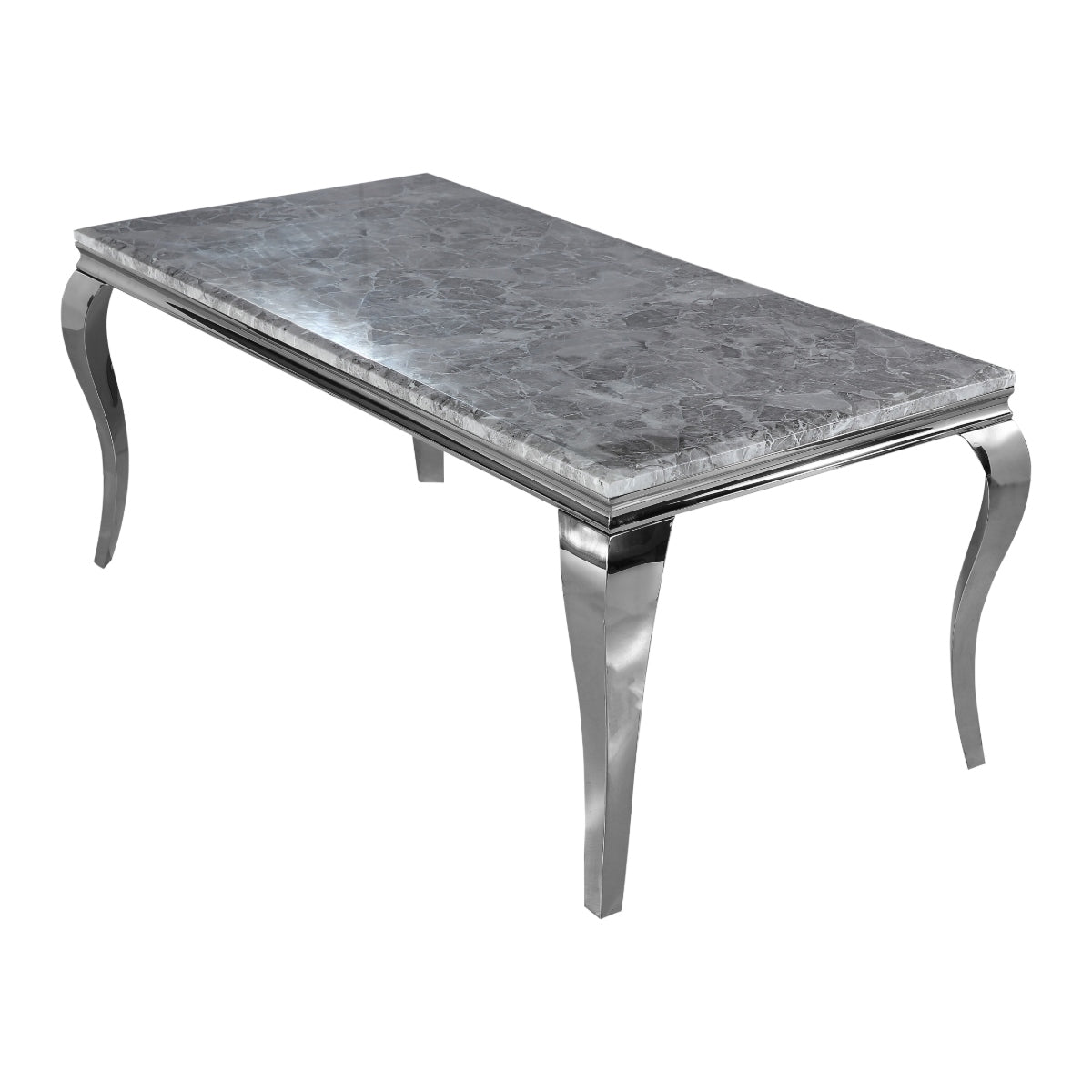 2026 Louis Chrome Dining Table in Light Grey Marble