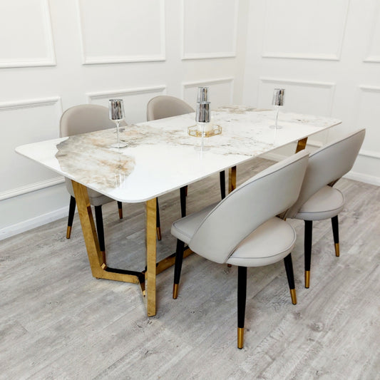 2026 Lucien 1.8 Gold Dining Table with Pandora Gold Sintered Stone Top