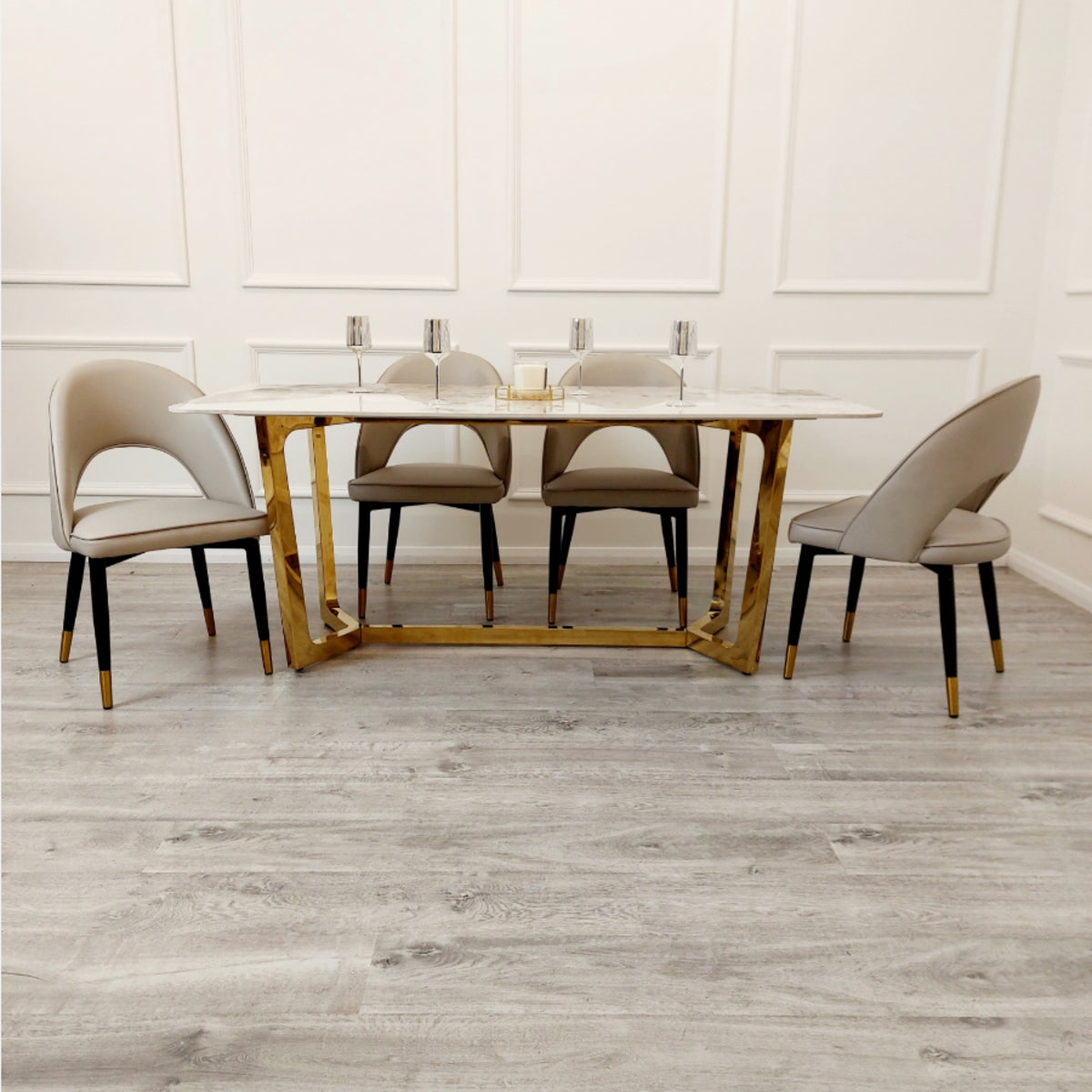 2026 Lucien 1.8 Gold Dining Table with Pandora Gold Sintered Stone Top