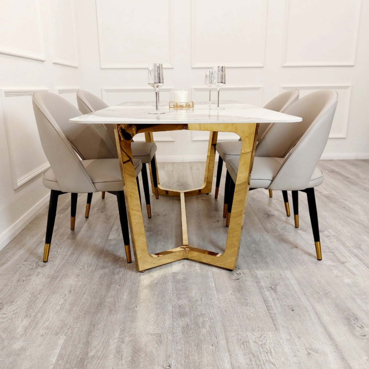 2026 Lucien 1.8 Gold Dining Table with Pandora Gold Sintered Stone Top