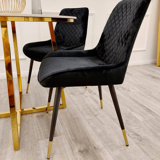 2026 Luna Velvet Dining Chair in Black