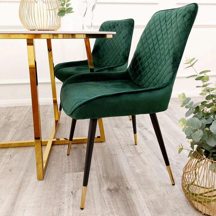 2026 Luna Velvet Dining Chair in Emerald Green