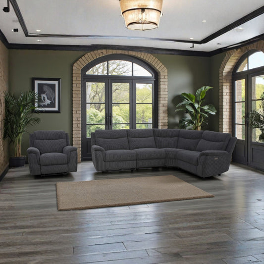 Mayenne Corner with Console & Chair Sofa In Midnight Black