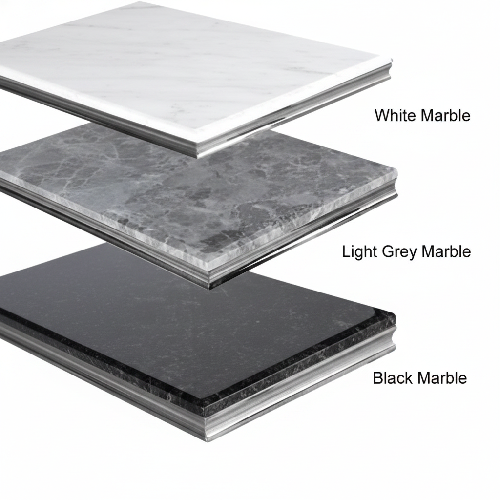 2026 Louis Chrome Coffee Table in Light Grey Marble