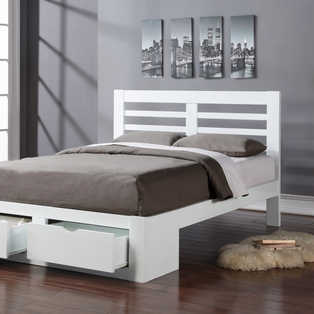 2026 Newport HardWood Bed Frame in White Finish