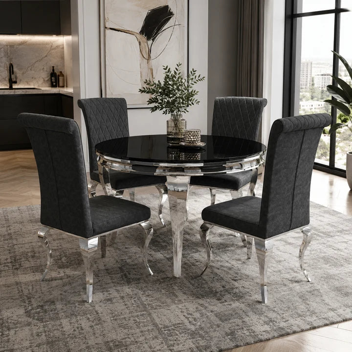 2026 Nicole Dining Chair with Cross Stitch Back in Black