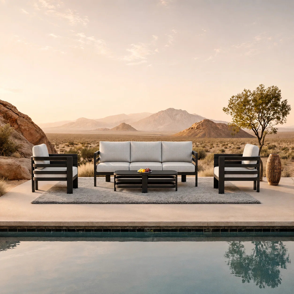 ALUXO® Andros Outdoor Lounge Set - Onyx - 5 Seater