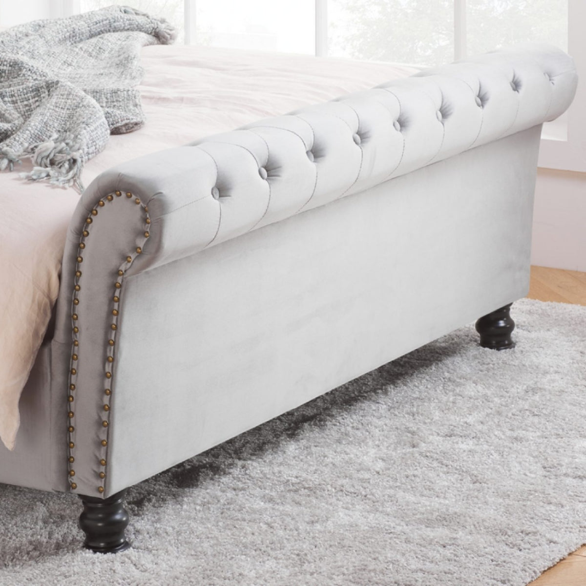 2026 Opulence Fabric Bed - Grey Velvet