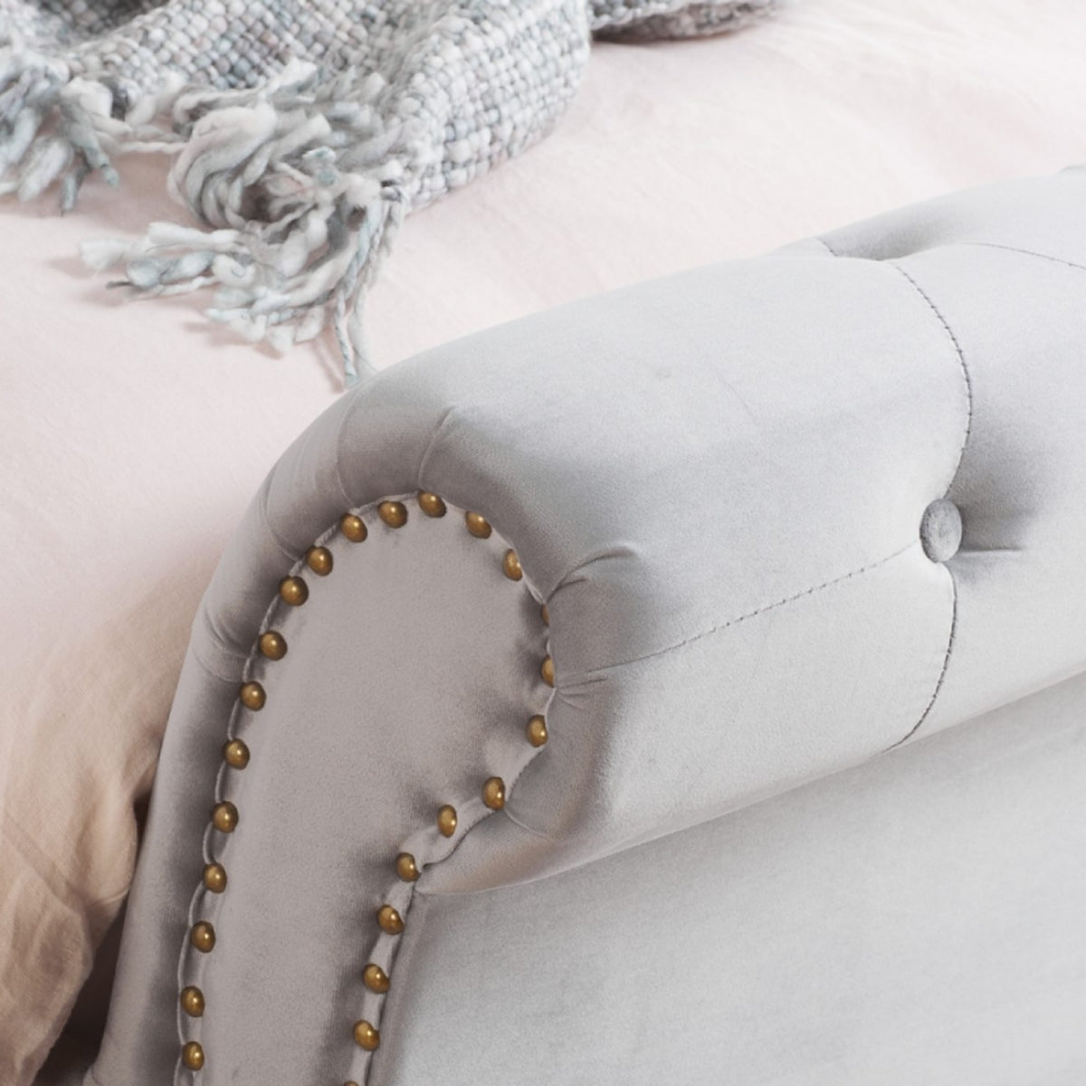 2026 Opulence Fabric Bed - Grey Velvet