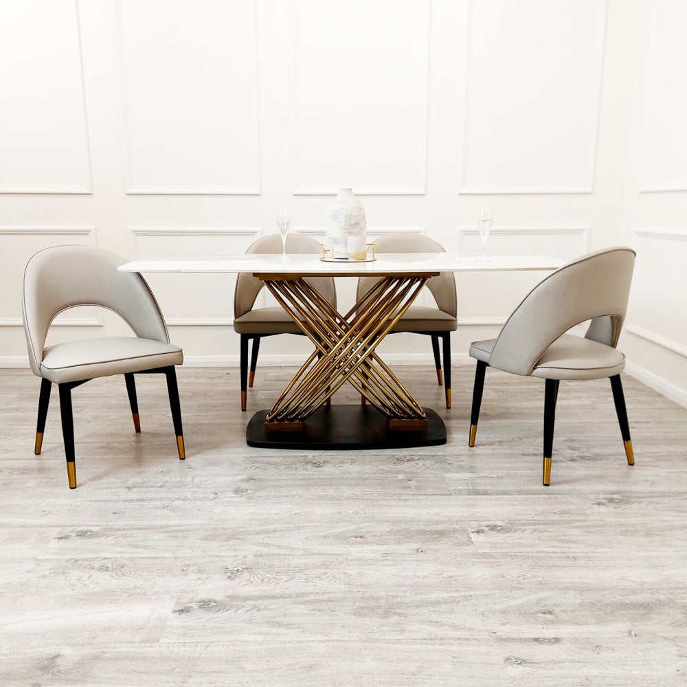 2026 Orion Gold 1.8 Dining Table with Polar White Sintered Stone Top