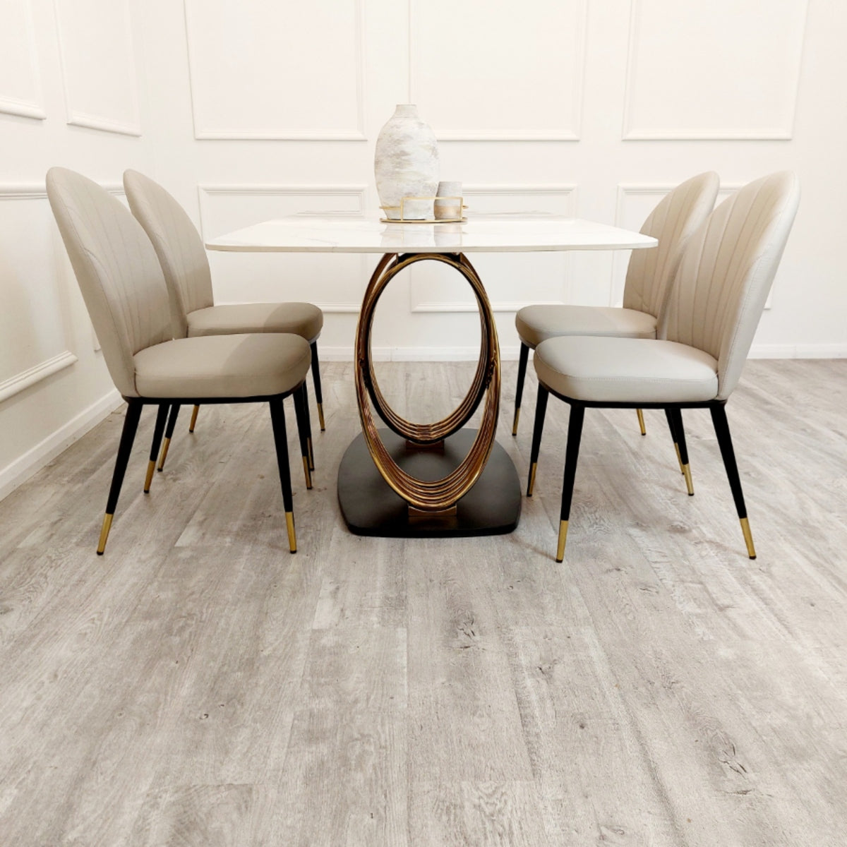 2026 Orion Gold 1.8 Dining Table with Polar White Sintered Stone Top