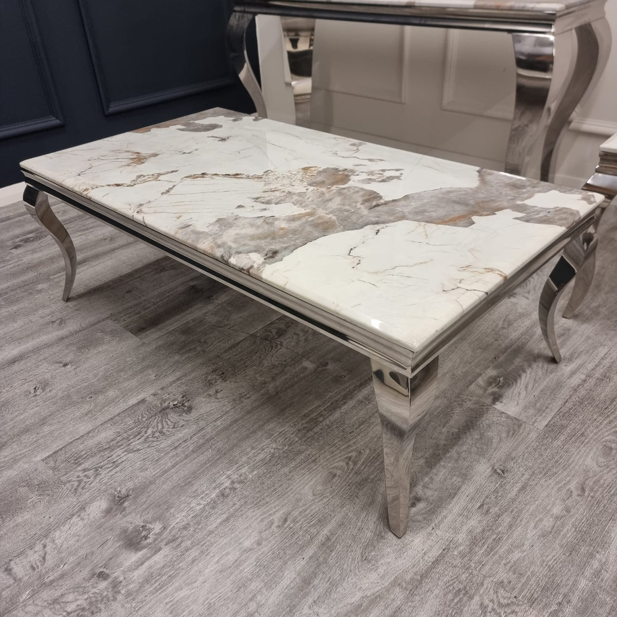 2026 Louis Chrome Coffee Table in Pandora Marble