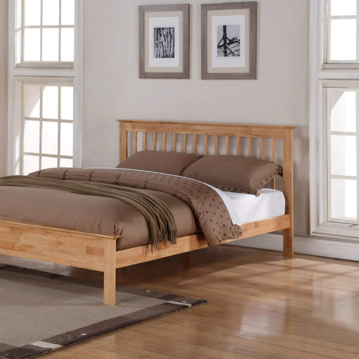 2026 Preston Hardwood Bed Frame Oak Finish