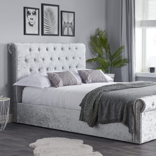 2026  Sienna Fabric Side Ottoman - Steel Crushed Velvet