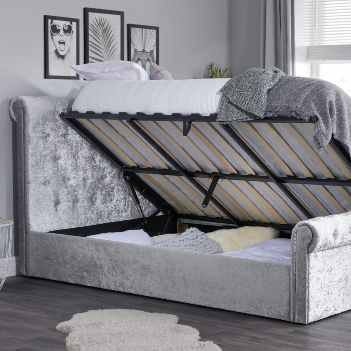 2026  Sienna Fabric Side Ottoman - Steel Crushed Velvet