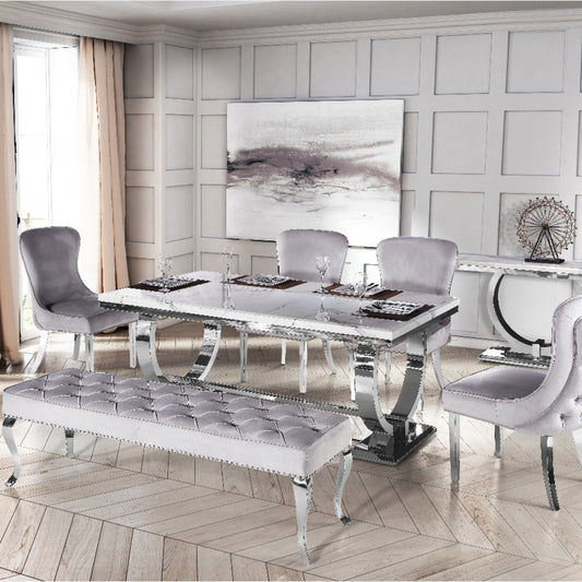 2026 Arriana Dining Table in White Marble