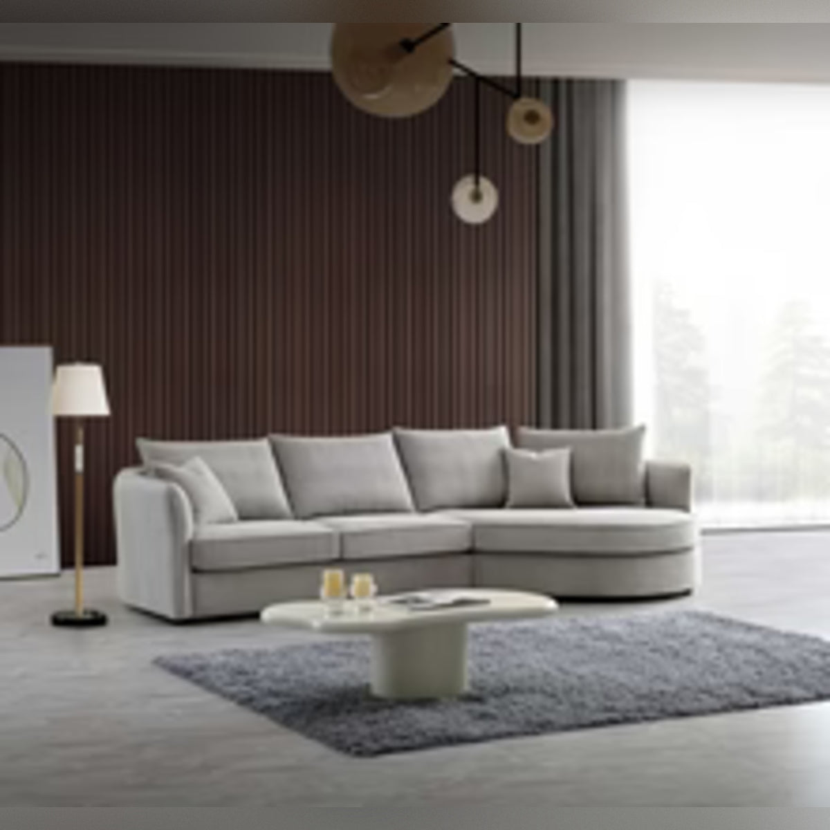 Rubela Corner Chaise Sofa - Pebble  Boucle