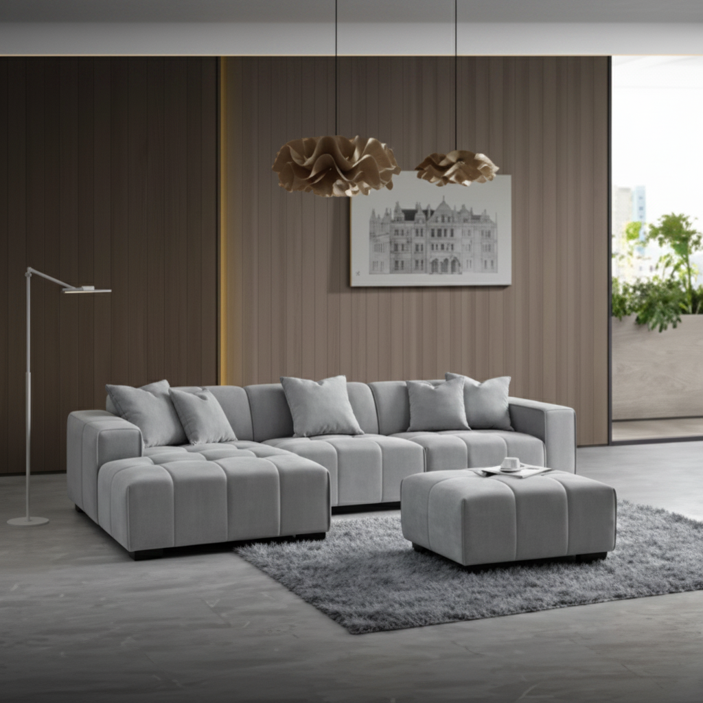 2026 Hugo Corner Sofa - Left Hand - Cloudy Grey Boucle - Nimbus Beds