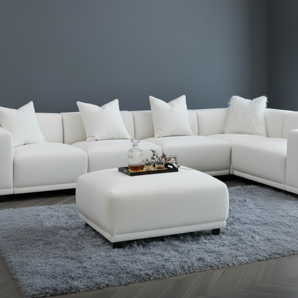 2026 Bailey Footstool -   Polar Boucle - Nimbus Beds