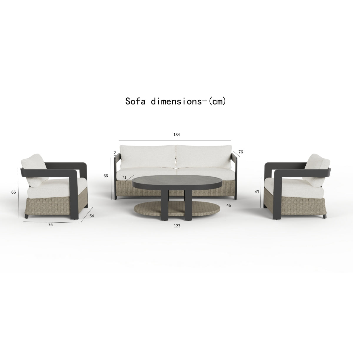 2026 ALUXO® Selene Outdoor Lounge Set - Wicker - 5 Seater
