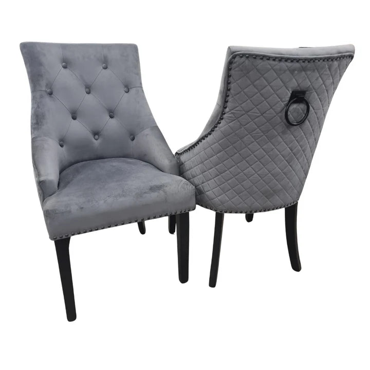 2026 Bentley Black Leg Dining Chair in Dark Grey