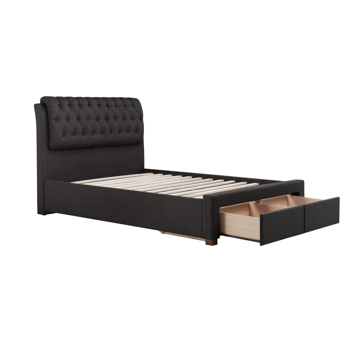 2026  Valentino 2 Drawer Bed - Charcoal