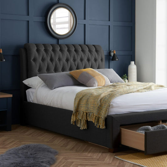 2026  Valentino 2 Drawer Bed - Charcoal