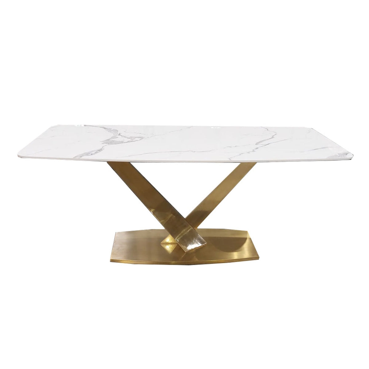 2026 Valeo Gold 1.8 Dining Table with Polar White Sintered Stone Top