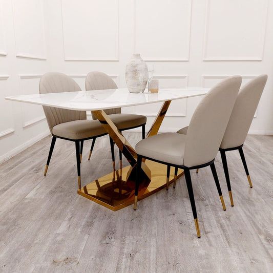 2026 Valeo Gold 1.8 Dining Table with Polar White Sintered Stone Top