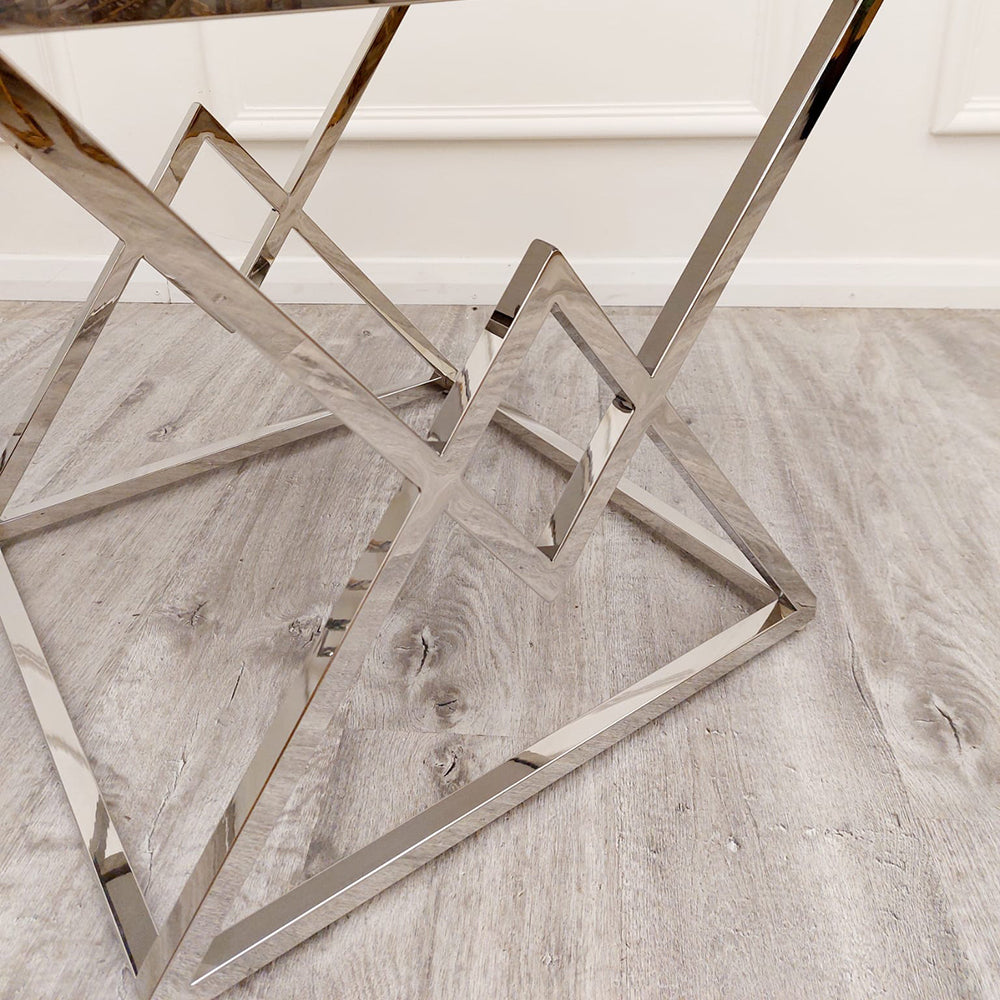 2026 Vesta Chrome Lamp Table with Stomach Ash Sintered Stone Top