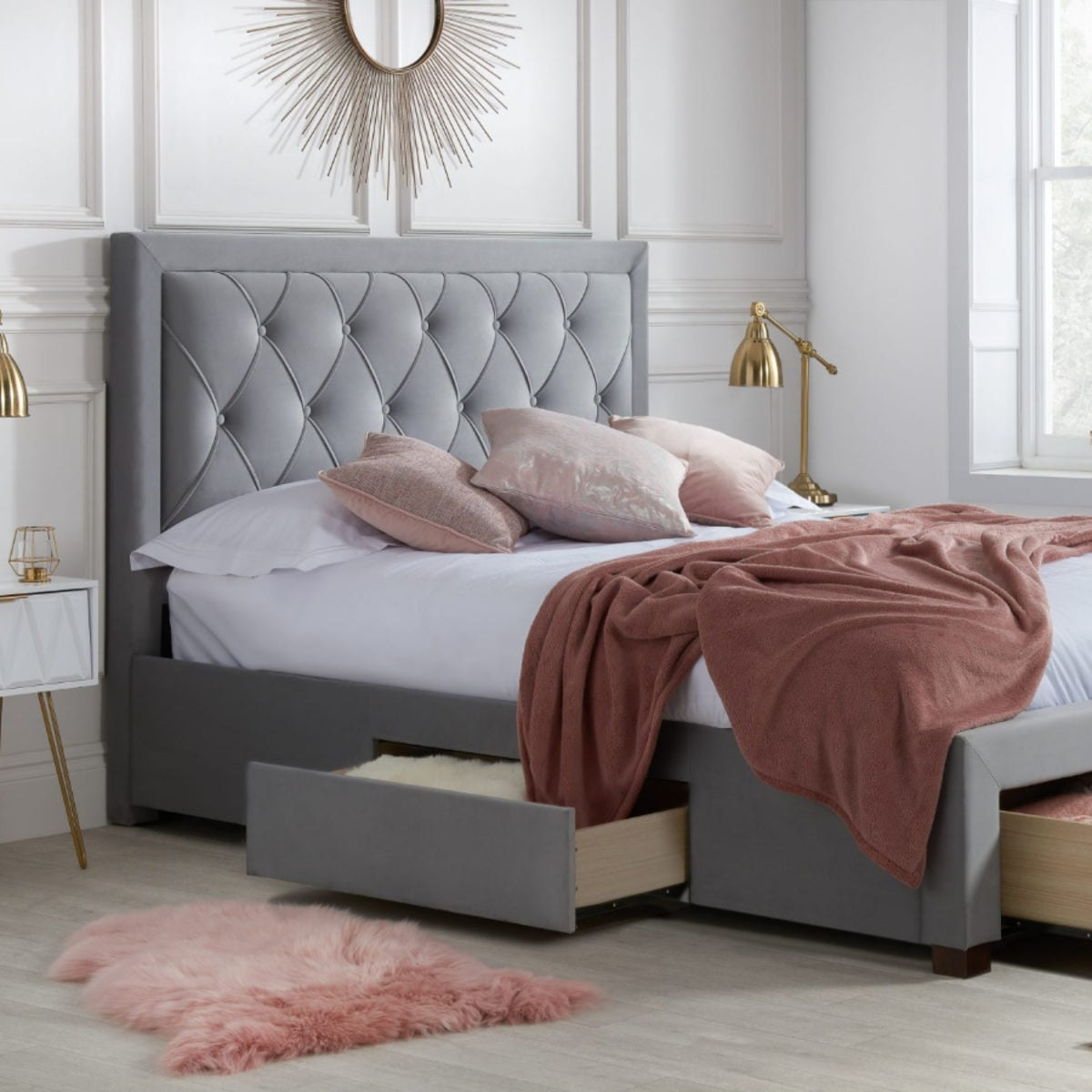 2026 Woodbury Fabric Bed - Grey Velvet
