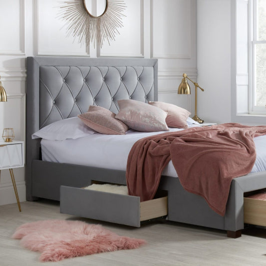 2026 Woodbury Fabric Bed - Grey Velvet