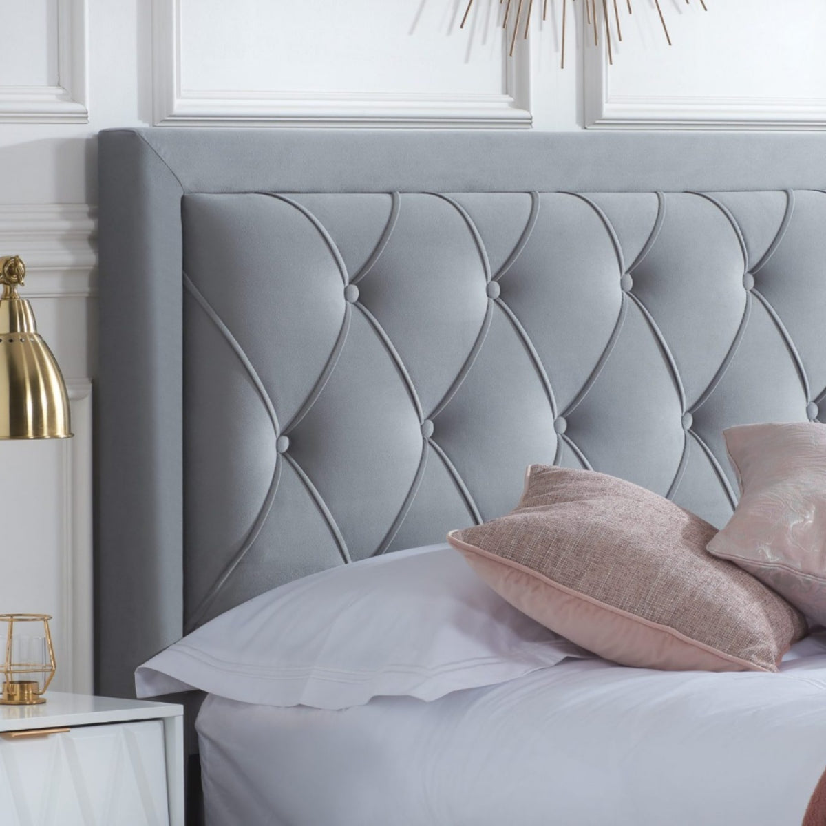 2026 Woodbury Fabric Bed - Grey Velvet