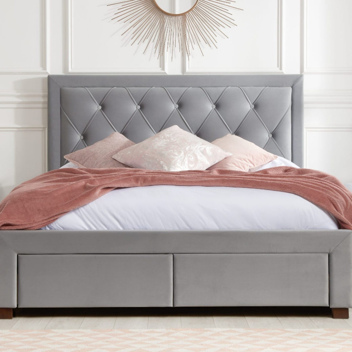 2026 Woodbury Fabric Bed - Grey Velvet