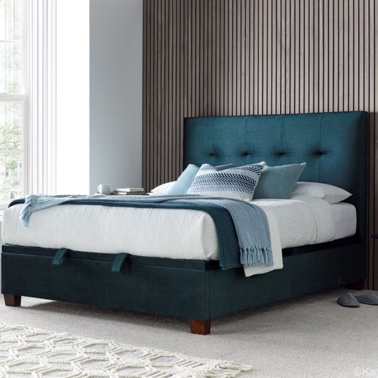 2026 Wallace Ottoman Storage Bed in Deep Ocean Blue
