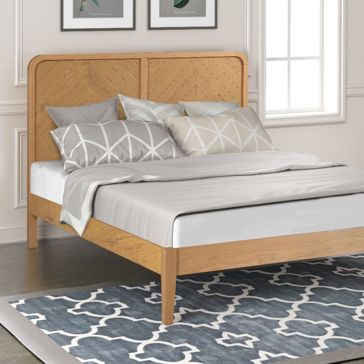 2026 Winchester Wooden Bed Frame in Herringbone Oak