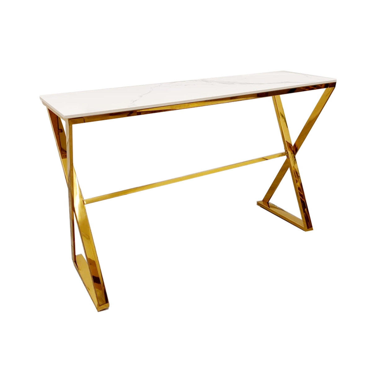 2026 Zion Gold Console Table with Polar White Sintered Top