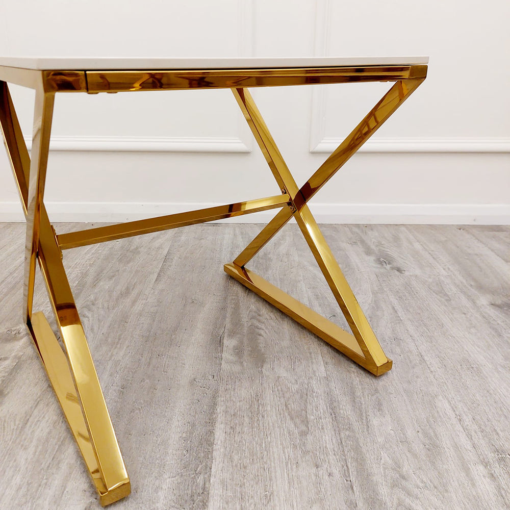 2026 Zion Gold Lamp Table with Polar White Sintered Top